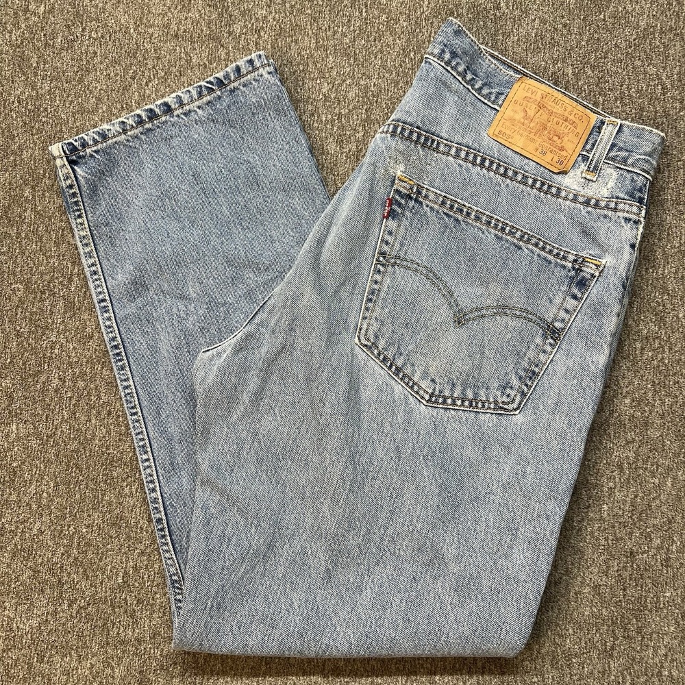Levi's 505 Straight Fit Denim Jeans Mens‎ 38x30 Blue 5 Pocket Cotton (056)